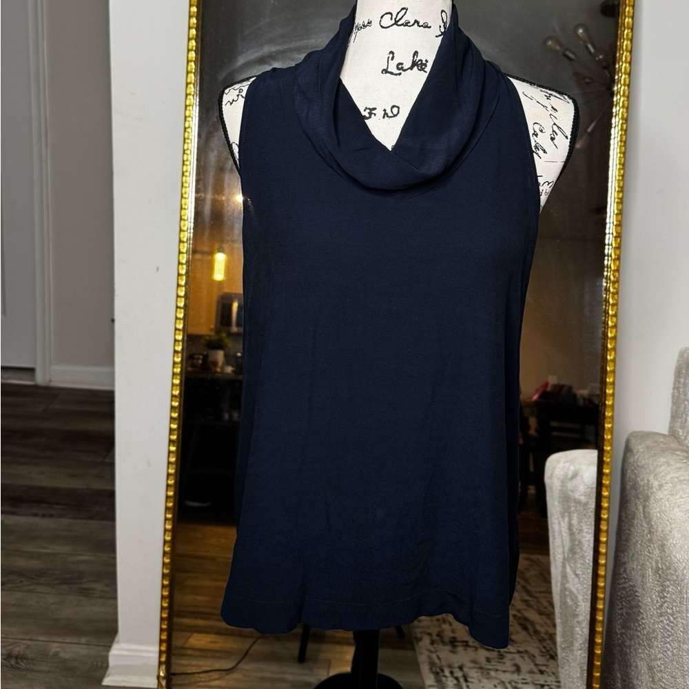 Free People Dark Blue Cowl Neck Top